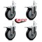 Service Caster 5'' Black Polyurethane Swivel 7/16'' Stem Caster Set with Total Lock Brake, 4PK SCC-GRTTL20S514-PPUB-BLK-716138-4 - alternate 3